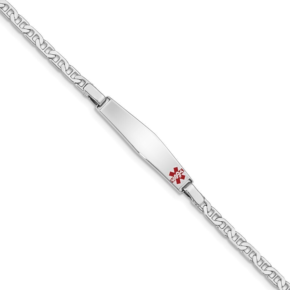 Kazi Luxury Sterling Silver Rhod-plated Children's Medical ID Bracelet w/Anchor